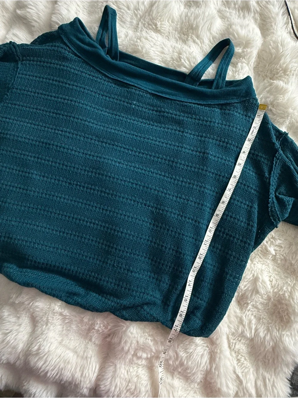 Free People Sistine Hacci Off Shoulder Teal Top Small